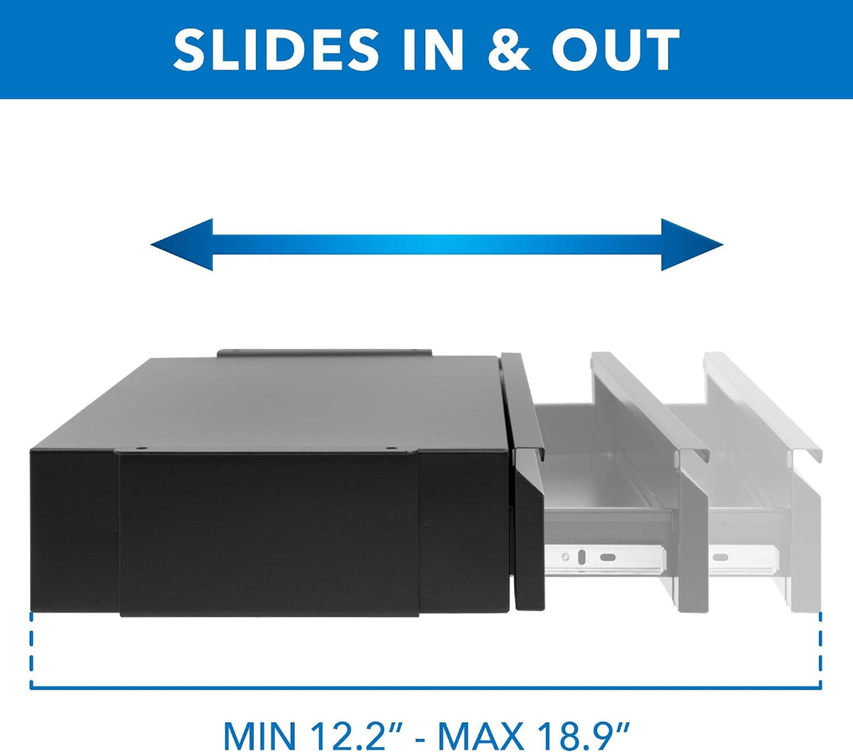 Mount-It! Under Desk Pull-Out Drawer, Steel, 20.2 x 12.2 in, 11 lb Capacity