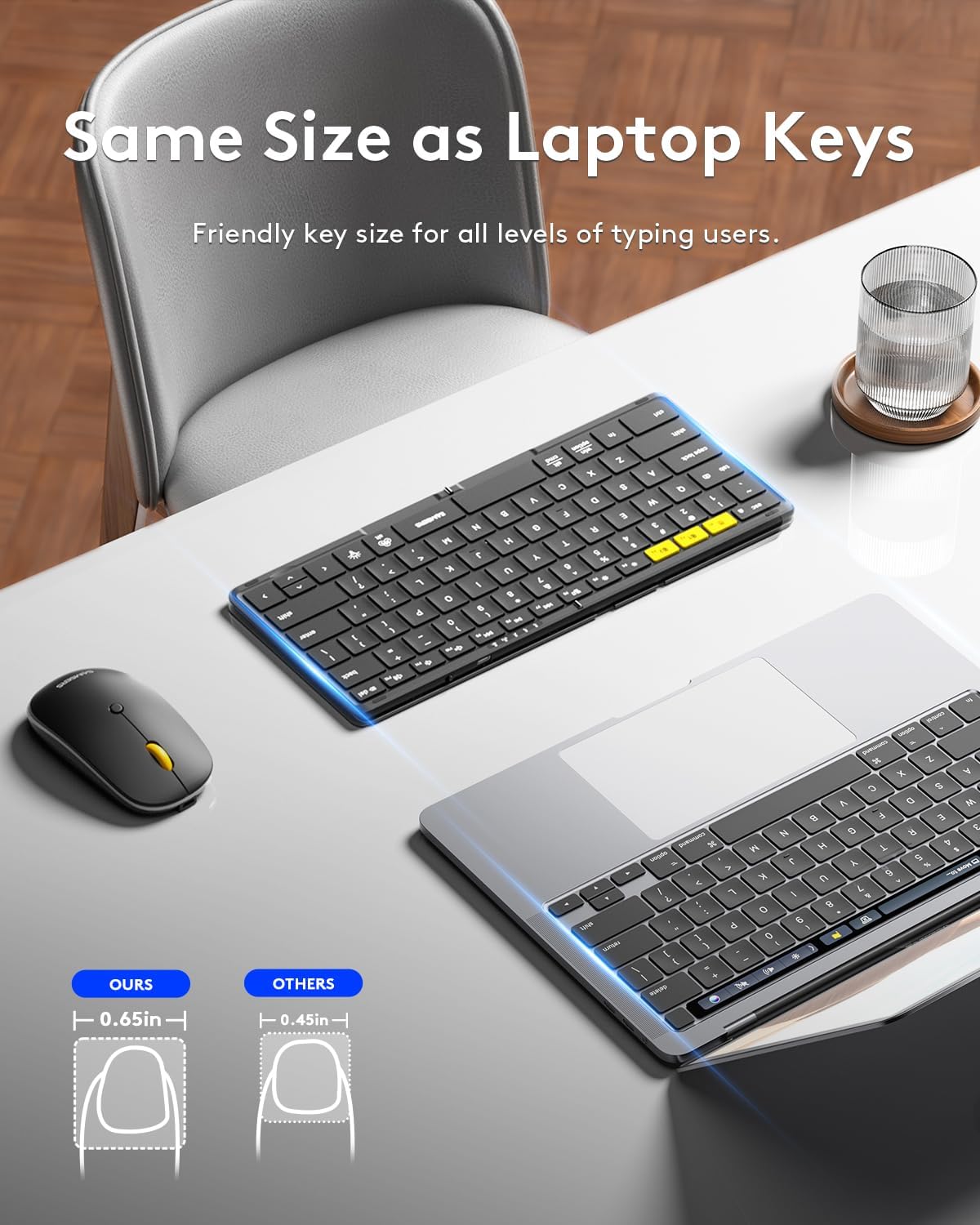 Samsers Full-Size Travel Foldable Keyboard and Mouse with Backlight, Black