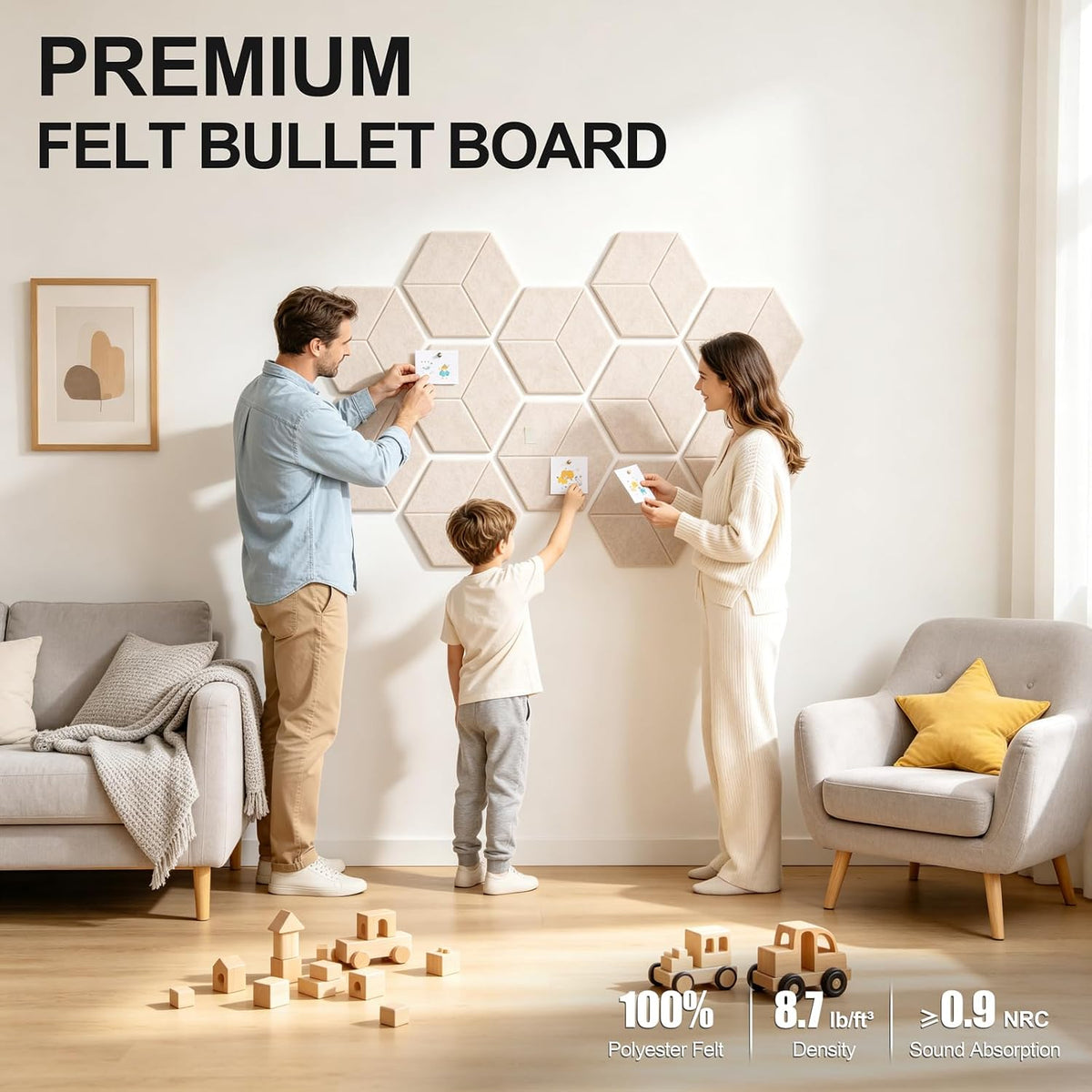 12-Pack Hexagon Cork Board Alternative for Walls Decor, 38.2" x 38.2&quo...