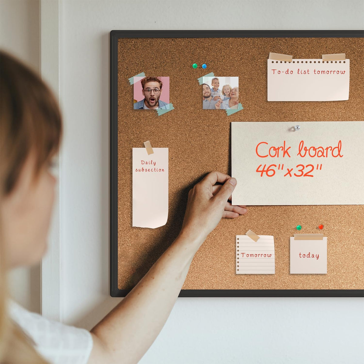 Cork Board Bulletin Board 48" x 36", Black Aluminium Framed 4x3 Cor...