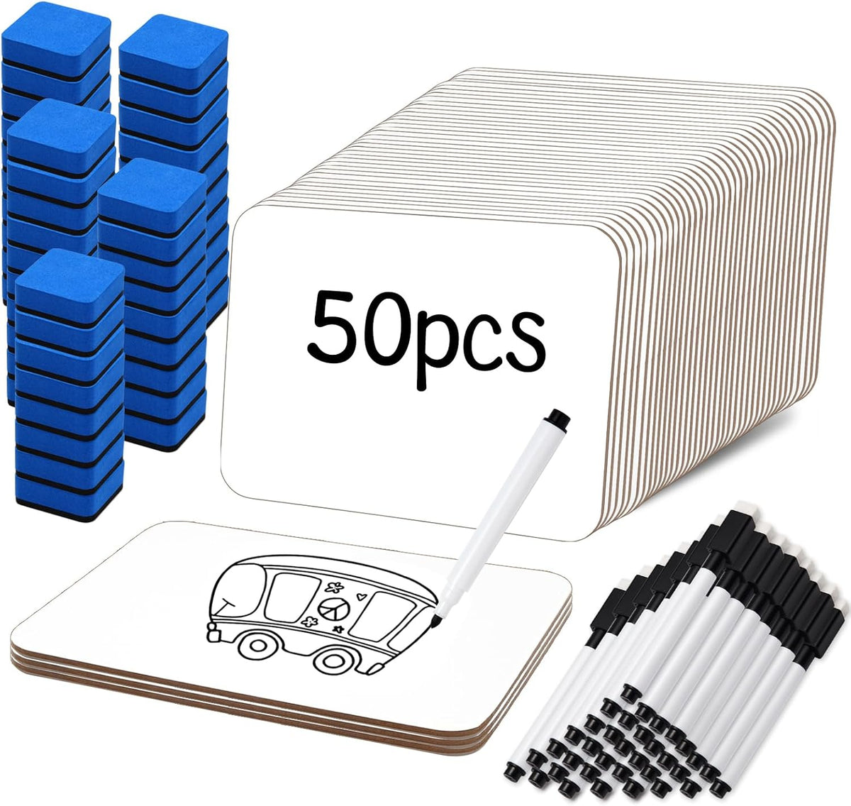 50 Pcs Small White Board 5 x 7 Inch Mini Dry Erase Board Small White Boards w...