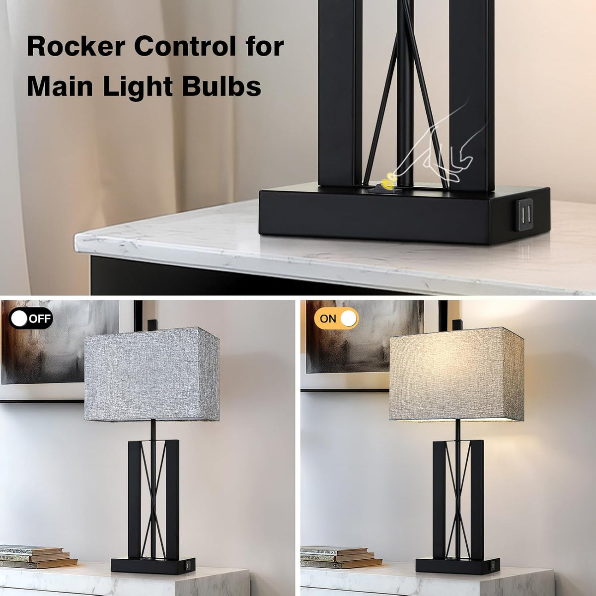 Lolikit 25" Table Lamps Set of 2, Modern Table Lamp for Living Room with...