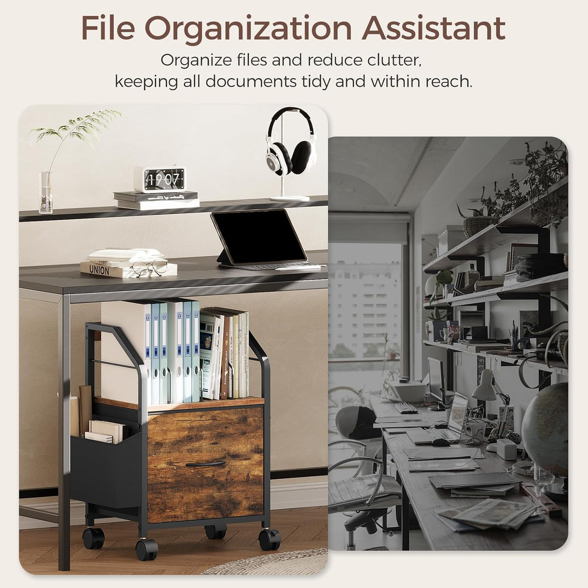 MAHANCRIS Small File Cabinet, Rolling Filing Cabinet for Under Desk