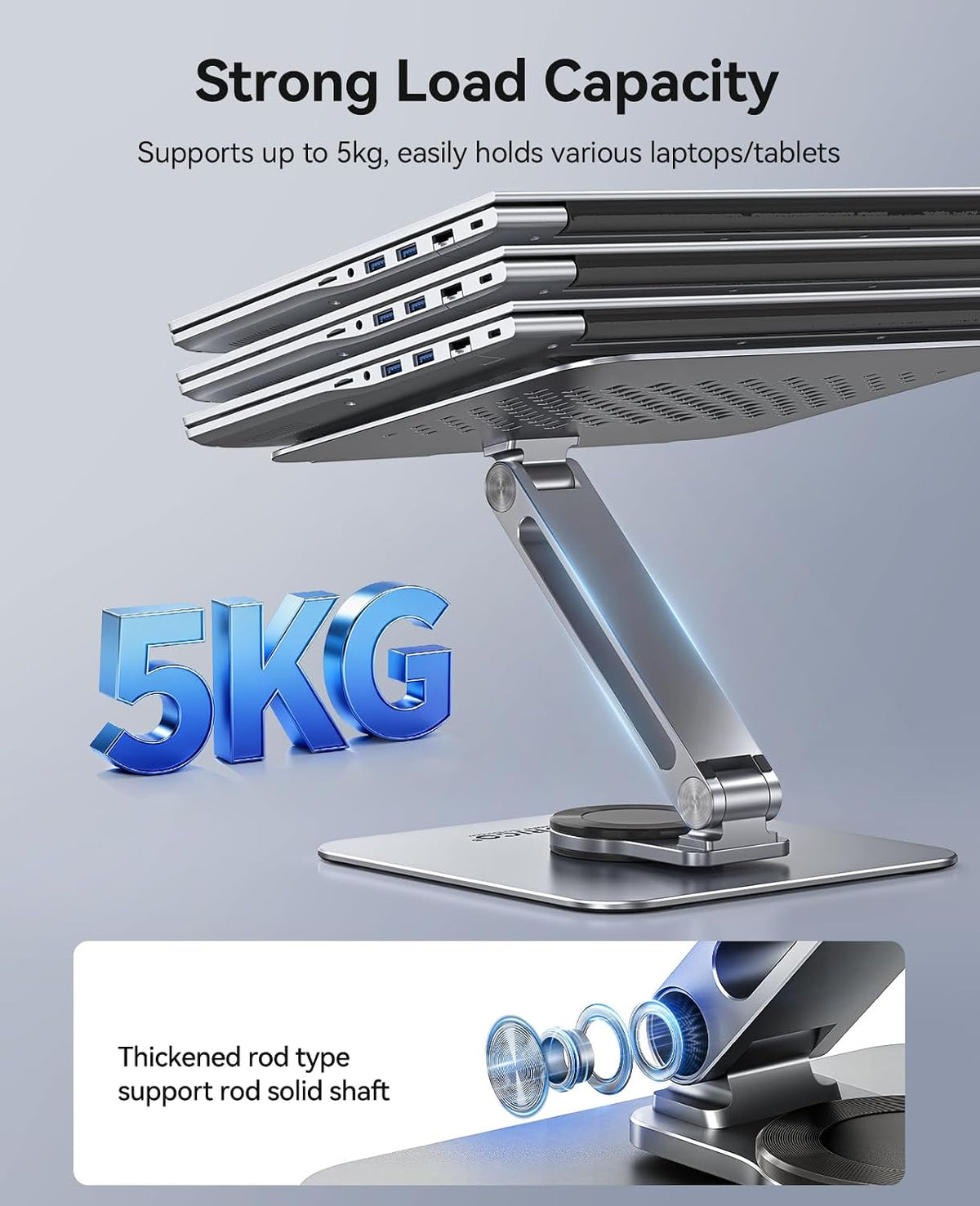 ORICO Adjustable Laptop Stand with 360° Rotating Base, Aluminum ST10-Gray