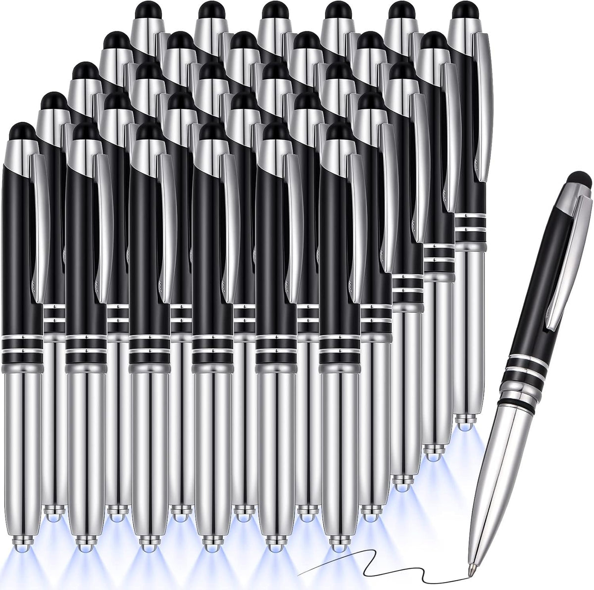 Zonon 30 Pieces Stylus Pen for Touch Screens Light Flashlight Pen 3 in 1 Mult...