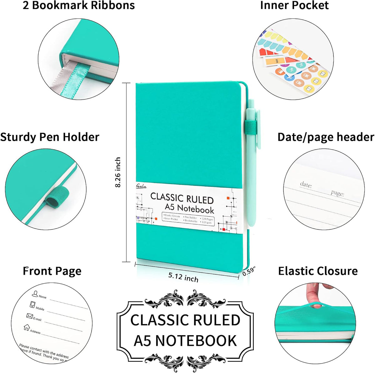 feela 24 Pack Journal Notebook Bulk for Work, Business Notebook Hardcover Lin...