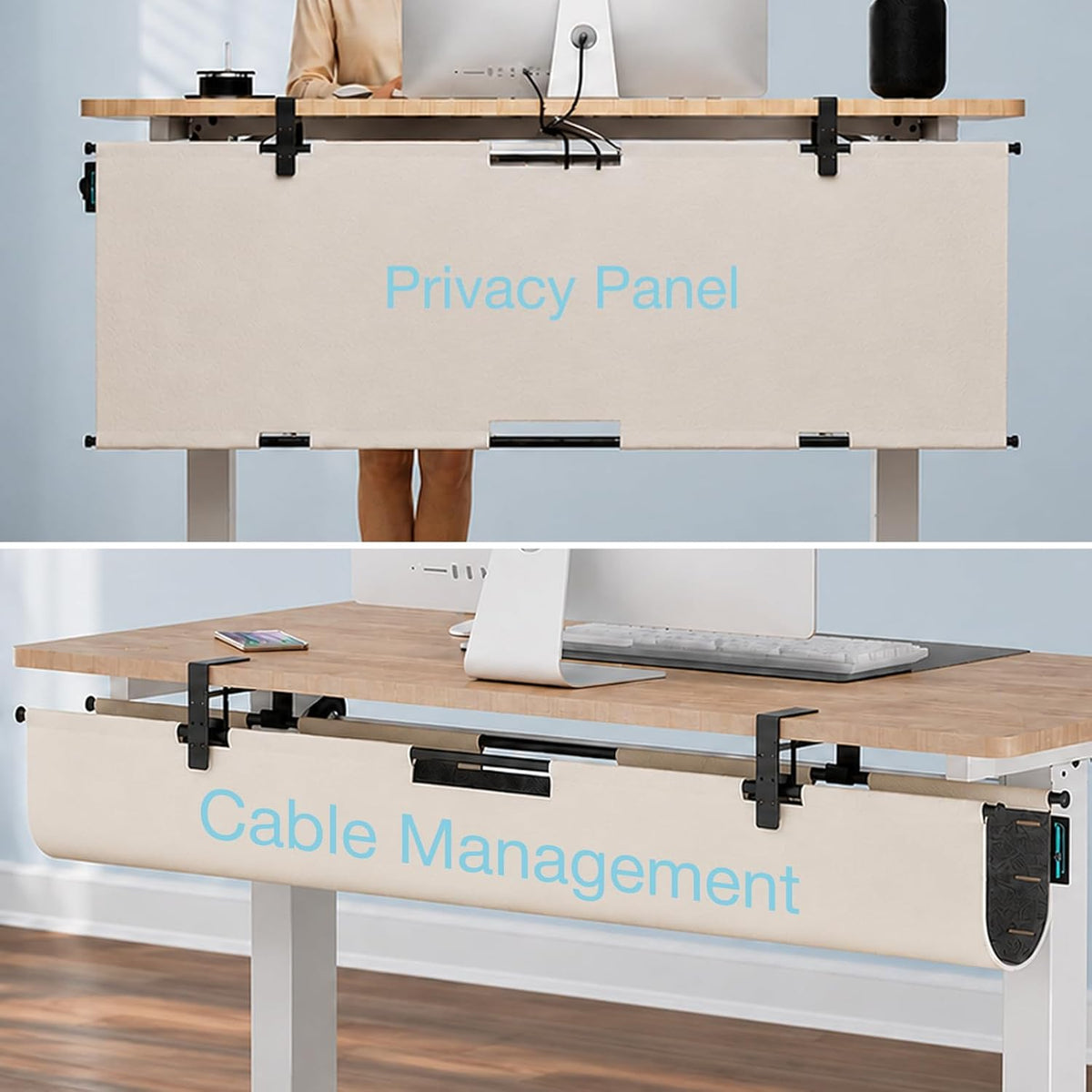 Under Desk Cable Management Tray No Drill, 45.2" Felt Standing Desk Cabl...