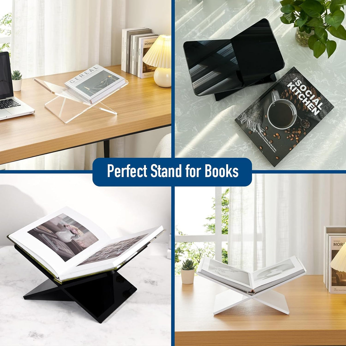 Acrylic Book Stand 11 x 7 x 6 in Large Open Book Display Stand
