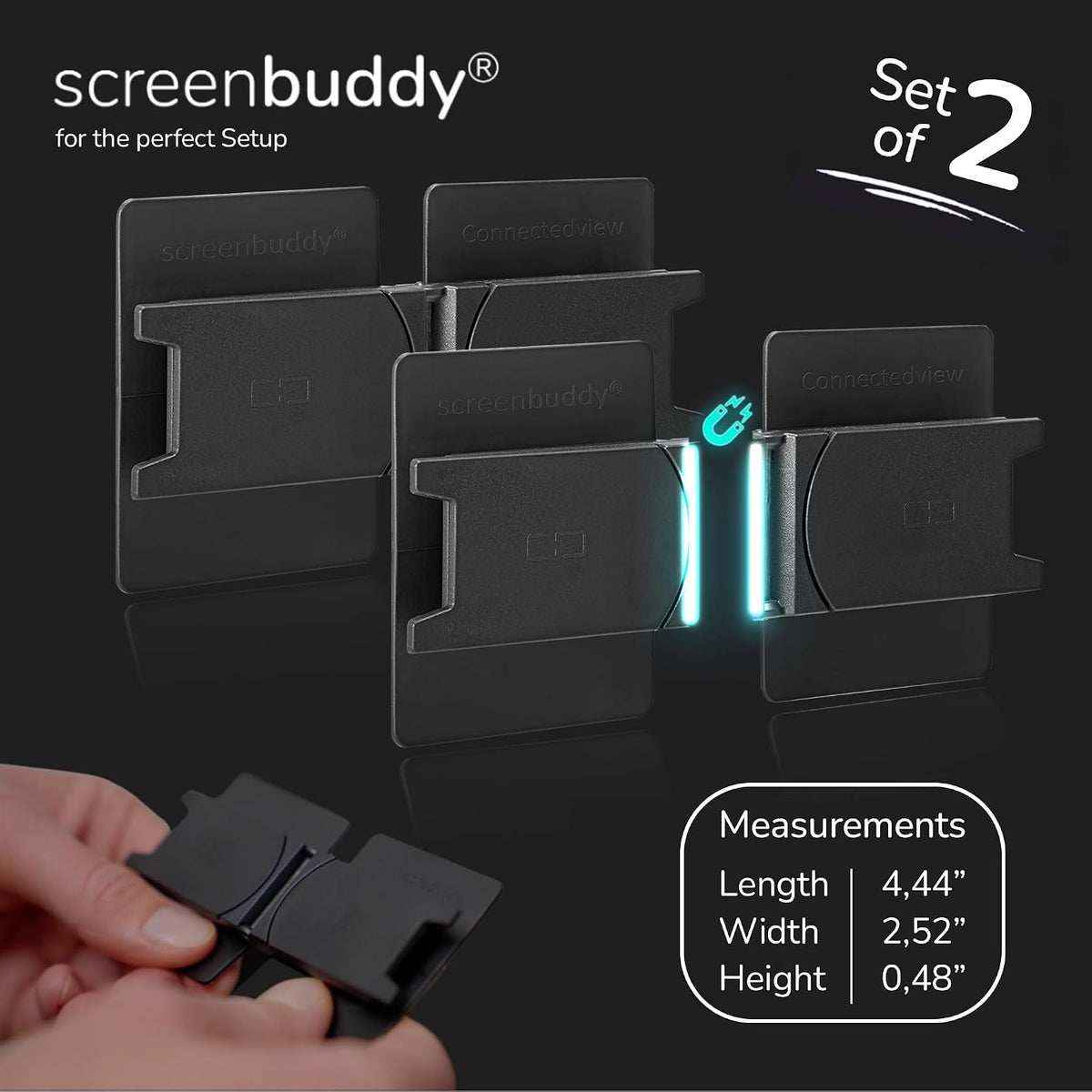 Set of 2, Magnetic Connection for Your Screens, Suitable for All Computer Mon...