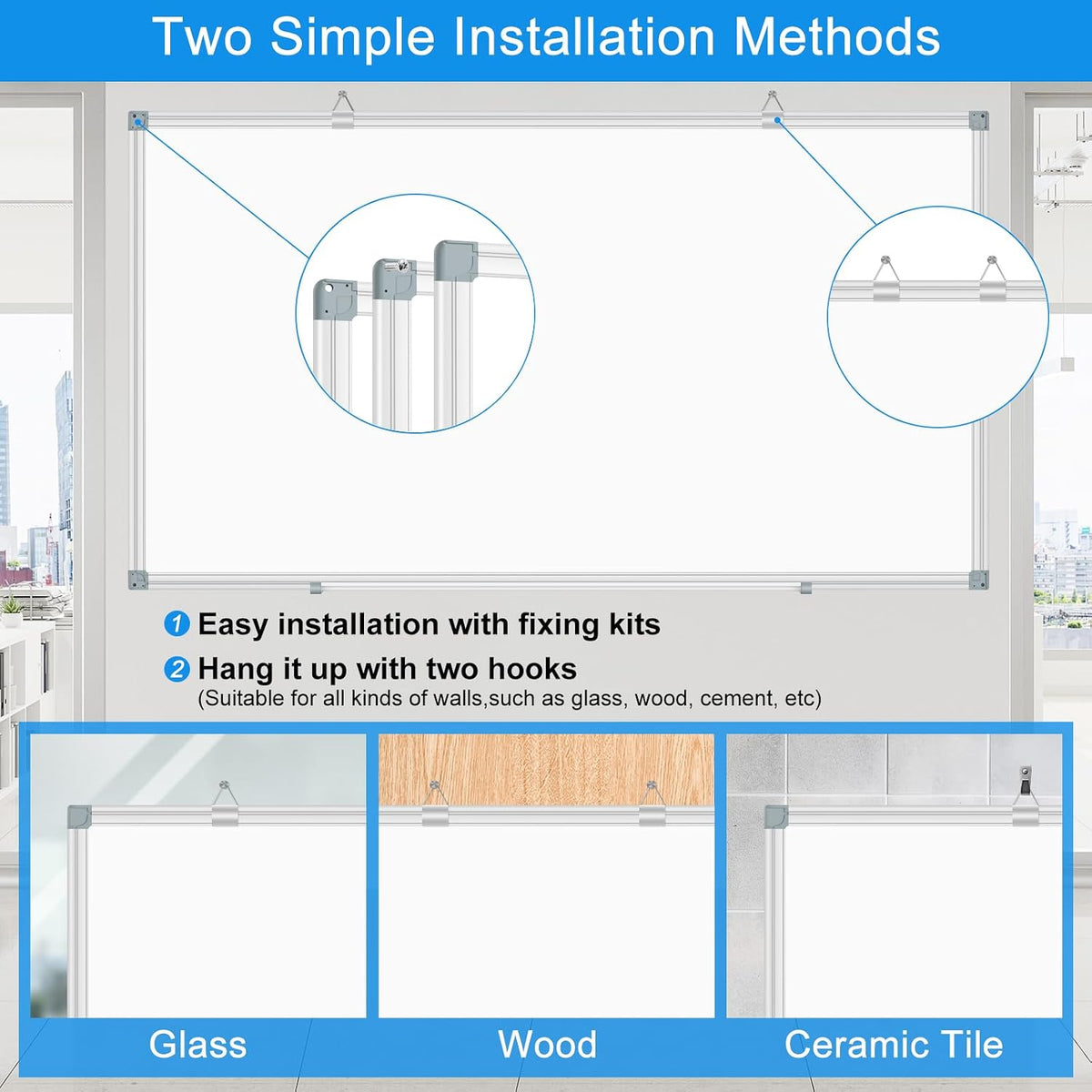 White Board Dry Erase Whiteboard for Wall 60" x 40" Aluminum Presen...
