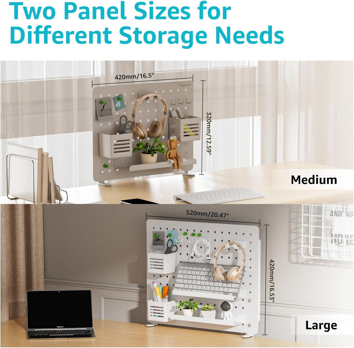 PEGZONE Clamp on Desk Pegboard, 16.5" x 12.6", with 10 Accessories,...
