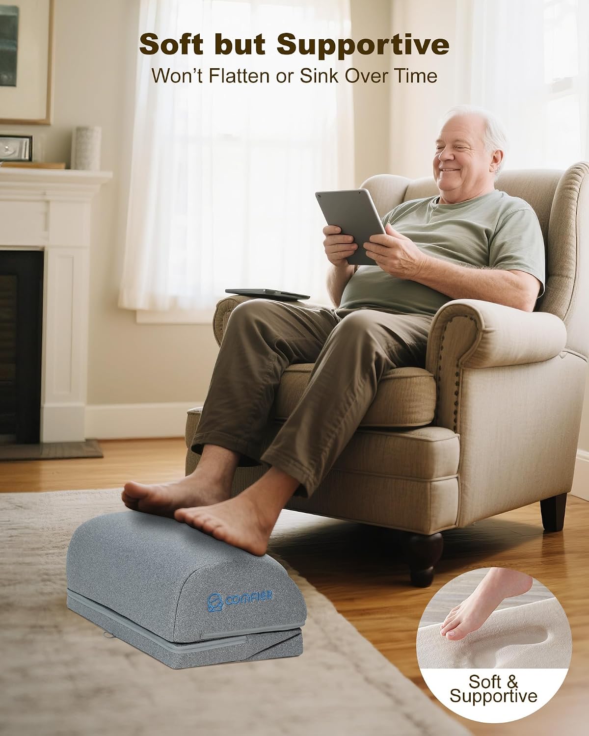 Comfier Under Desk Foot Rest at Work with Heat,Vibration,Ergonomic Heated Foo...