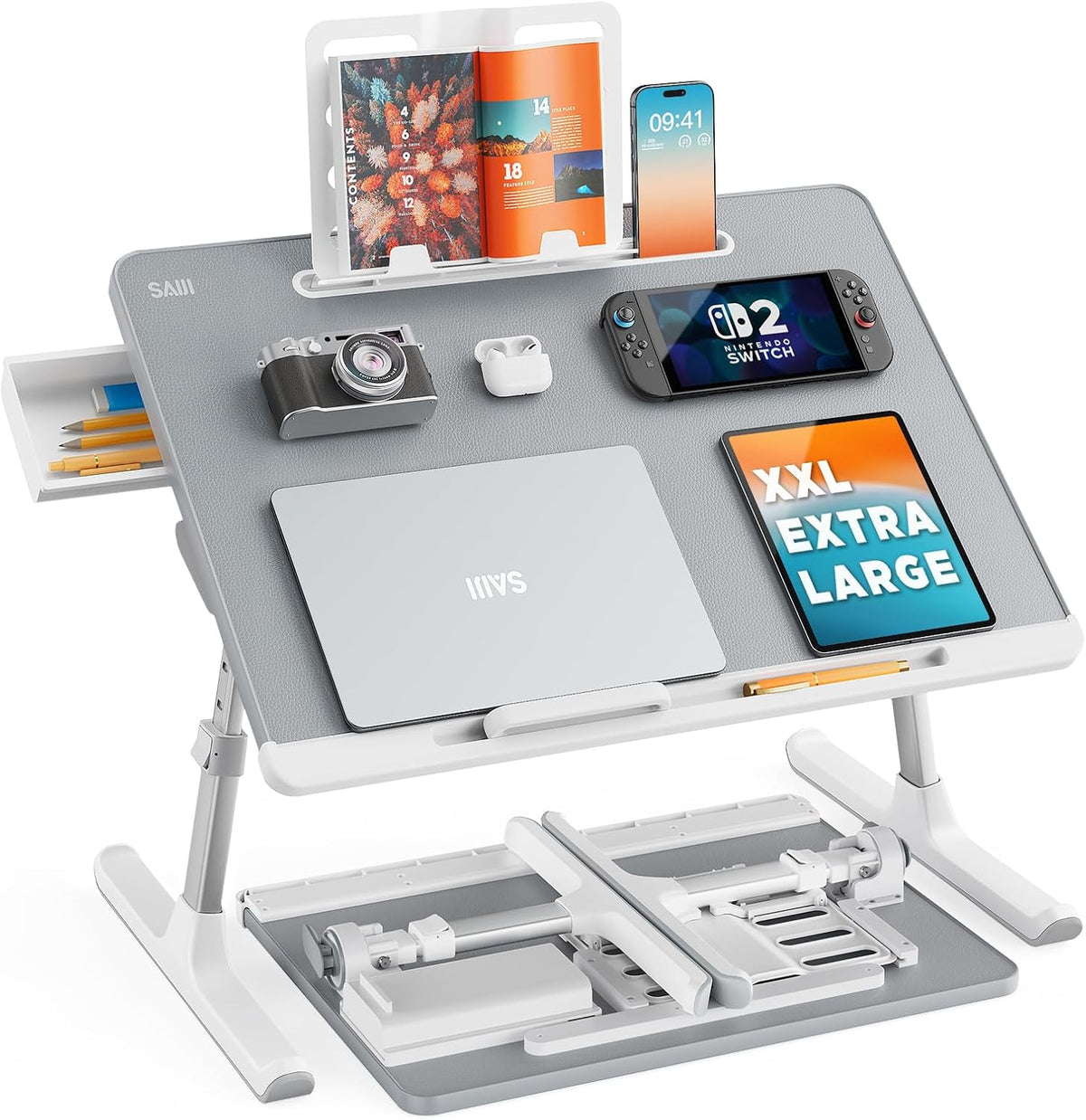 Laptop Lap Desk for Bed, SAIJI X-Large Adjustable Laptop Table