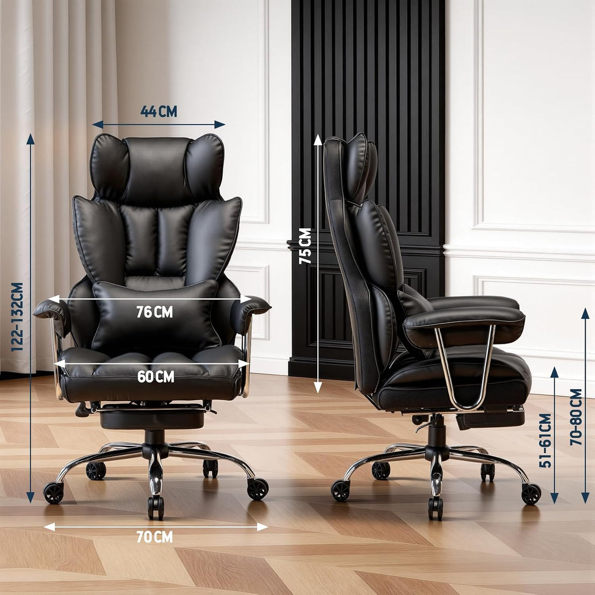 Efomao Big and Tall Office Chair 400lbs, Executive PU Leather Desk Chair with...