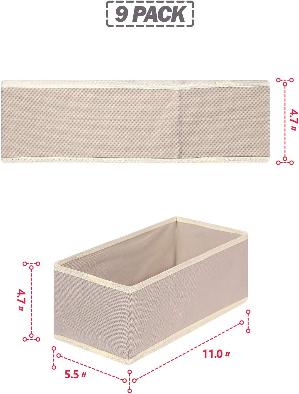 DIOMMELL 9 Pack Foldable Cloth Storage Box Closet Dresser Drawer Organizer Fa...
