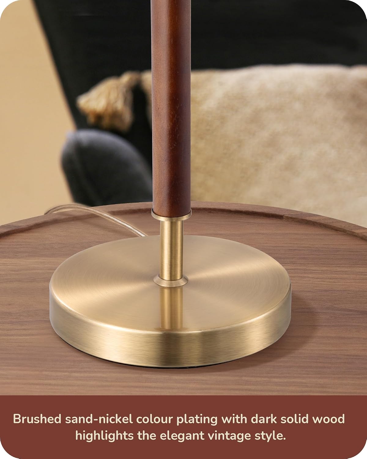 EDISHINE Mid Century Table Lamp, Bedside Lamp with Pull Chain Switch, E26