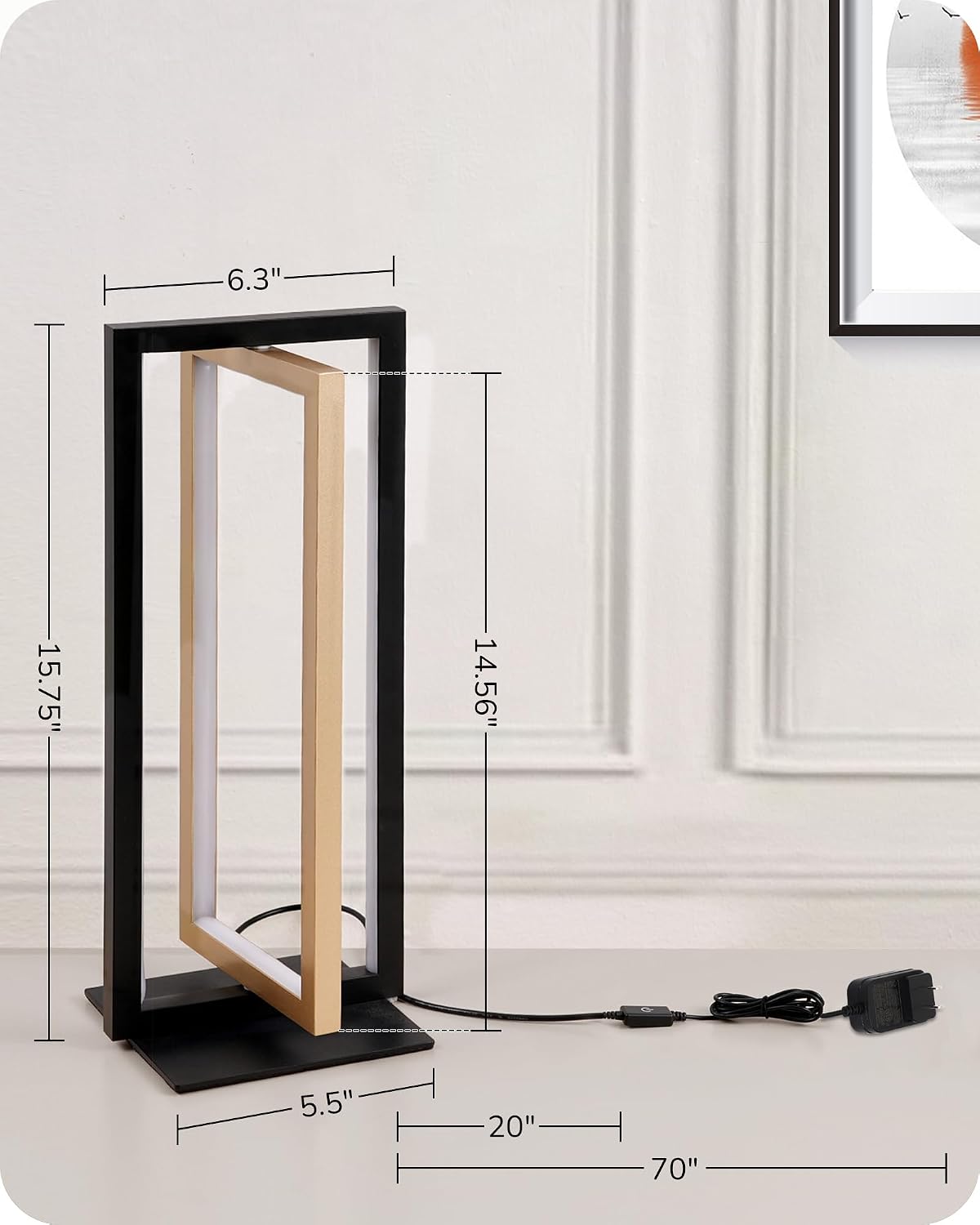 EDISHINE LED Table Lamp, Modern Bedside Lamps for Living Room, Gold
