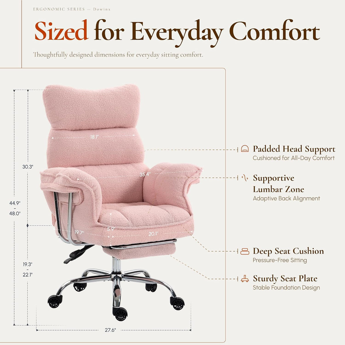Dowinx Big and Tall Office Chair with Footrest, Ergonomic High Back Reclining...