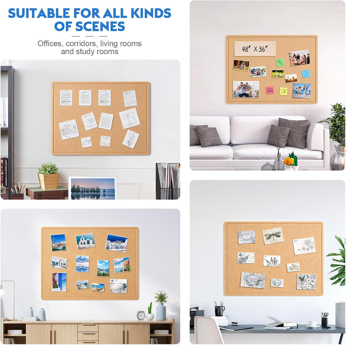 Samstar Felt Bulletin Board,48" x 36", Large Pin Board for Home/Office