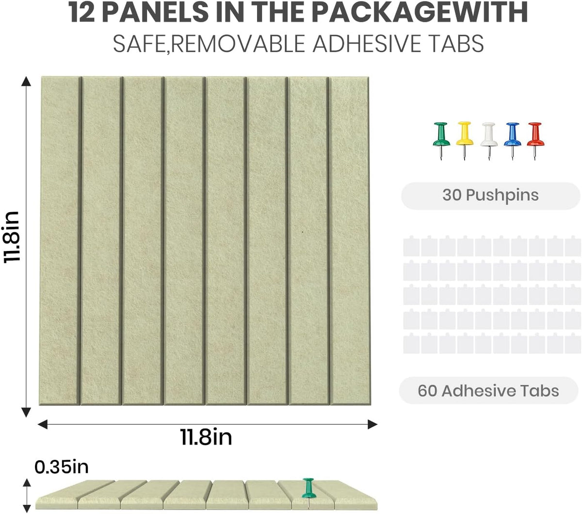 48" x 36" Large Felt Bulletin Board, Eight-Stripe Sage