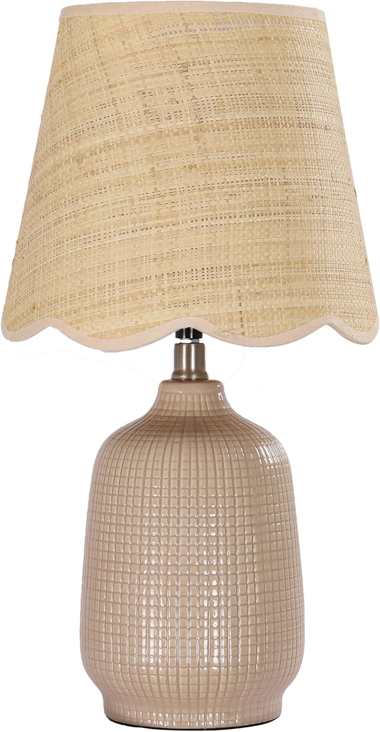 Pia Ricco 19" Modern Ceramic Table Lamp for Living Room Gray Camel Base ...