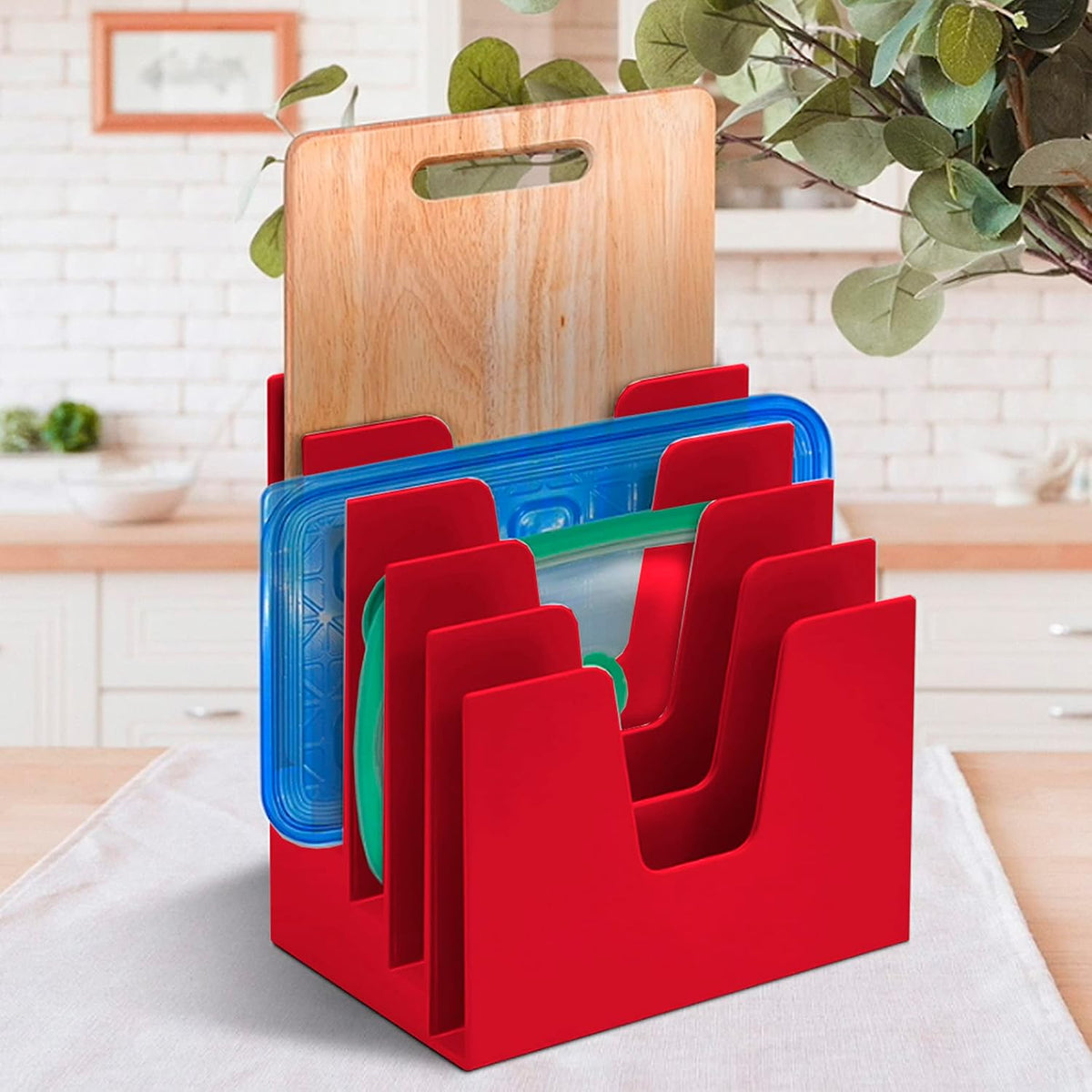 Acrimet 5 Section Incline File Sorter Organizer, Desktop Mail Holder, Red