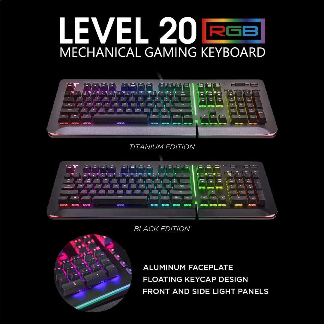 Thermaltake Level 20 RGB Mechanical Gaming Keyboard Cherry MX Speed Silver, 1...