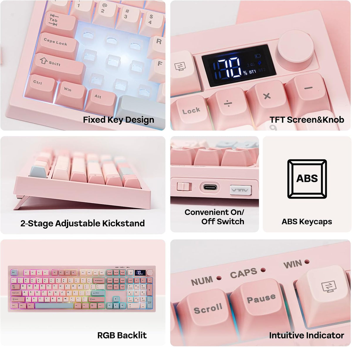 EPOMAKER Aula S102 PRO Membrane Gaming Keyboard w/TFT Screen & Volume Knob
