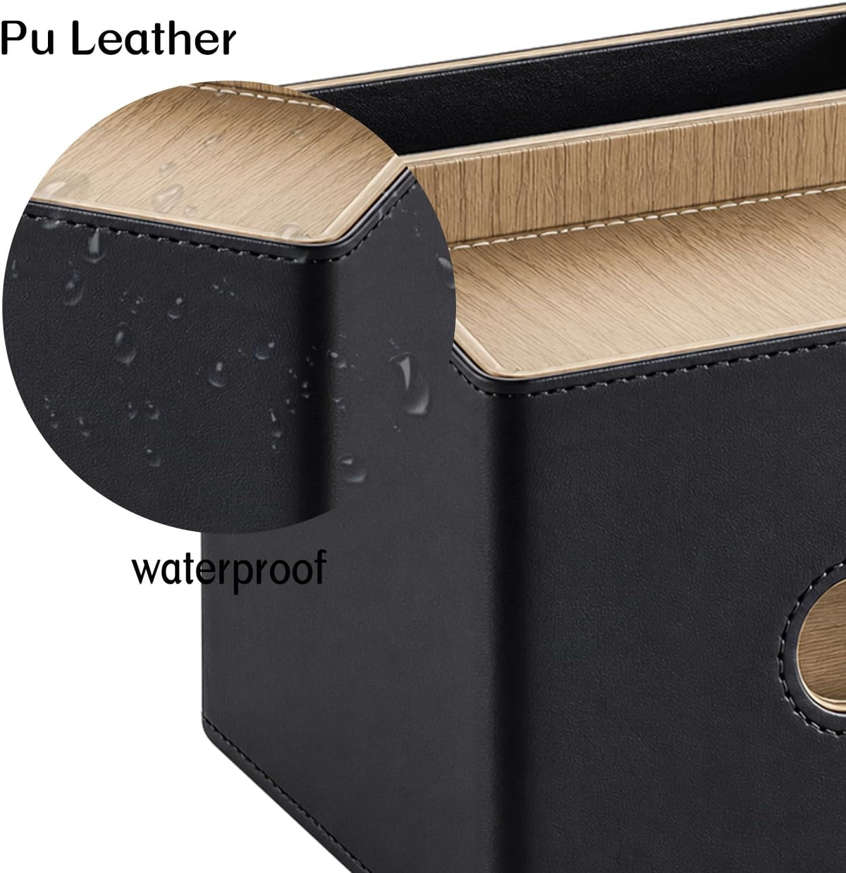 PU Leather Tissue Box Holder Rectangle,Facial Tissue Cover with Tray on Top