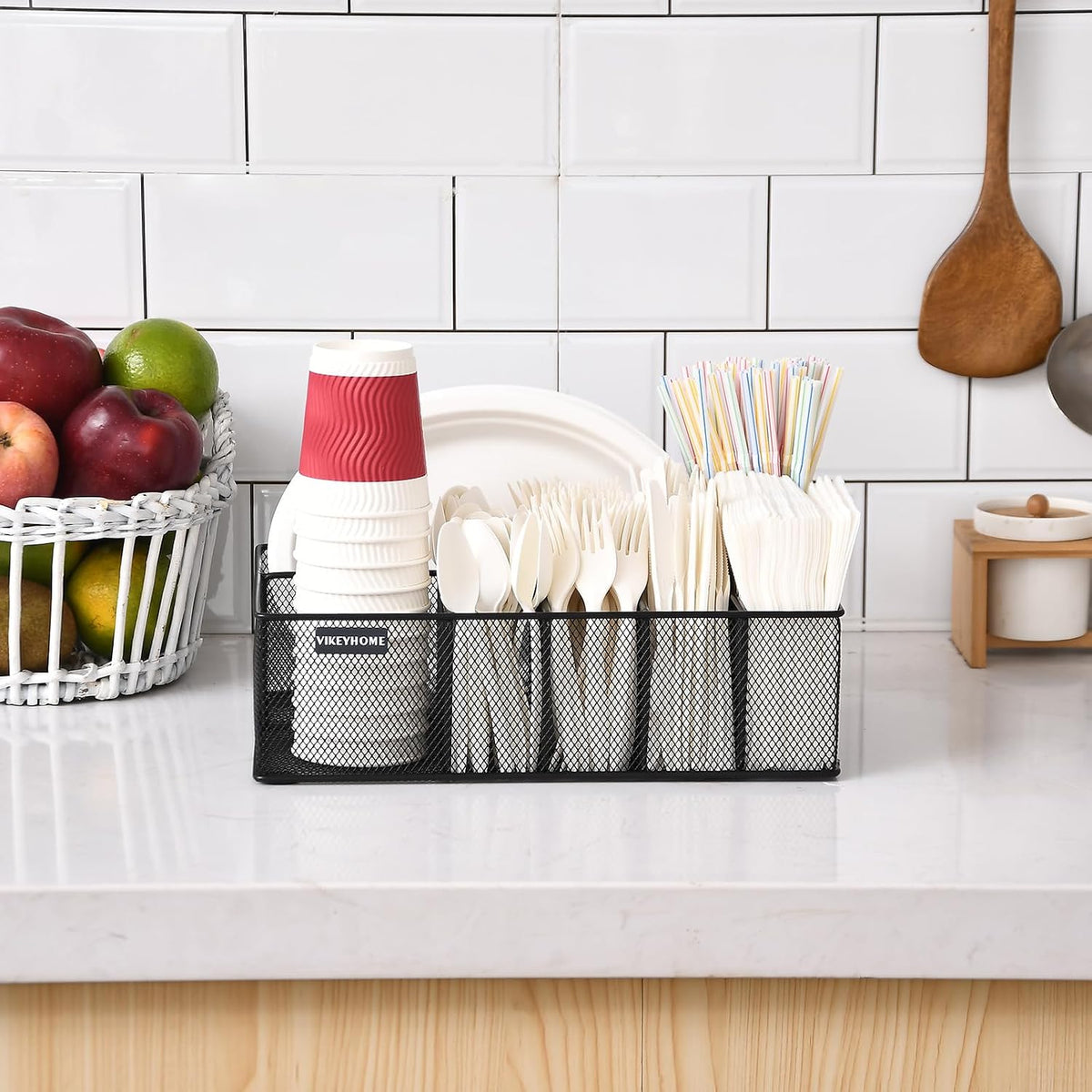 Paper Plate Organizer for Countertop, Black