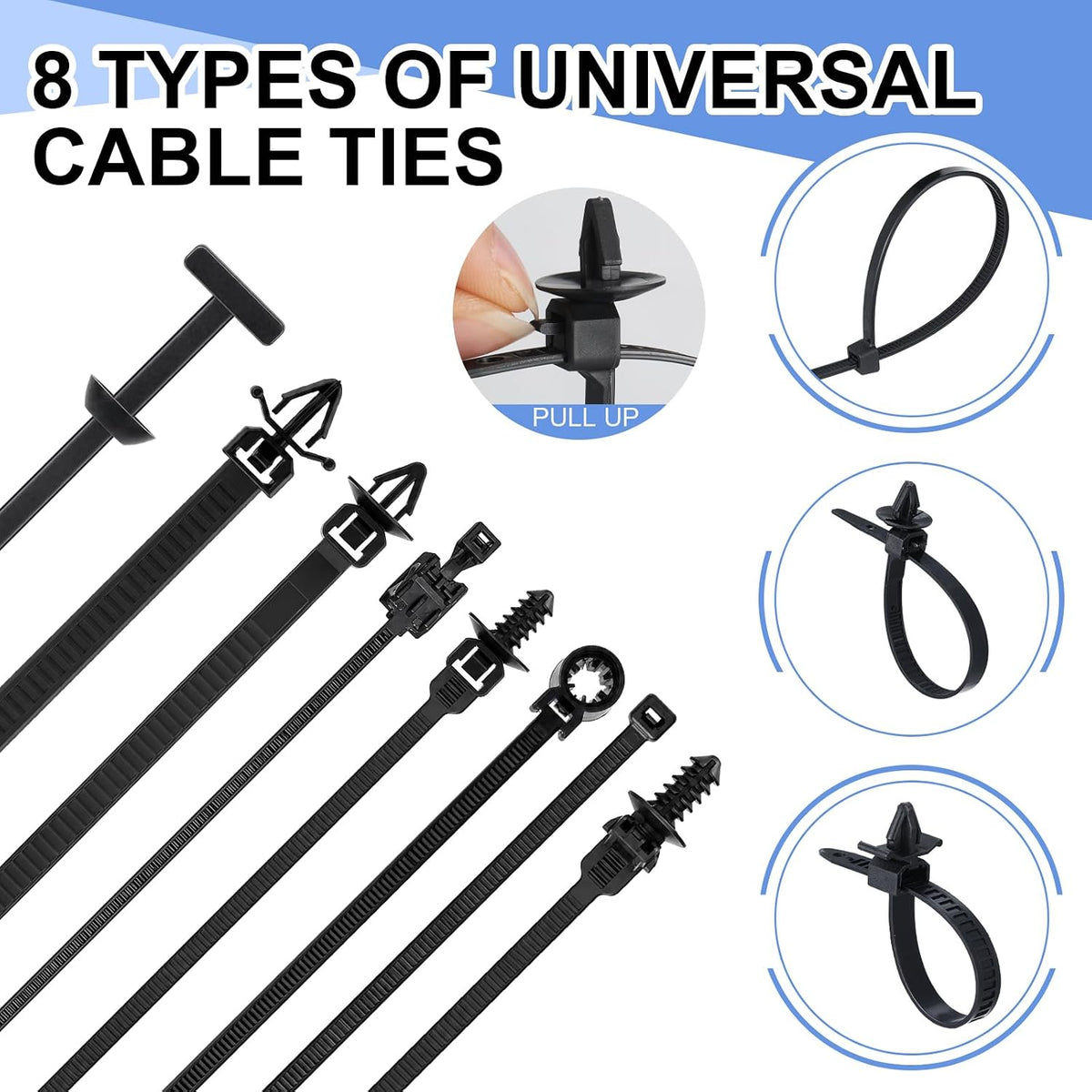 Funnymoom 300 Pcs Wire Loom Routing Clips, 15 Sizes Push Mount for Car