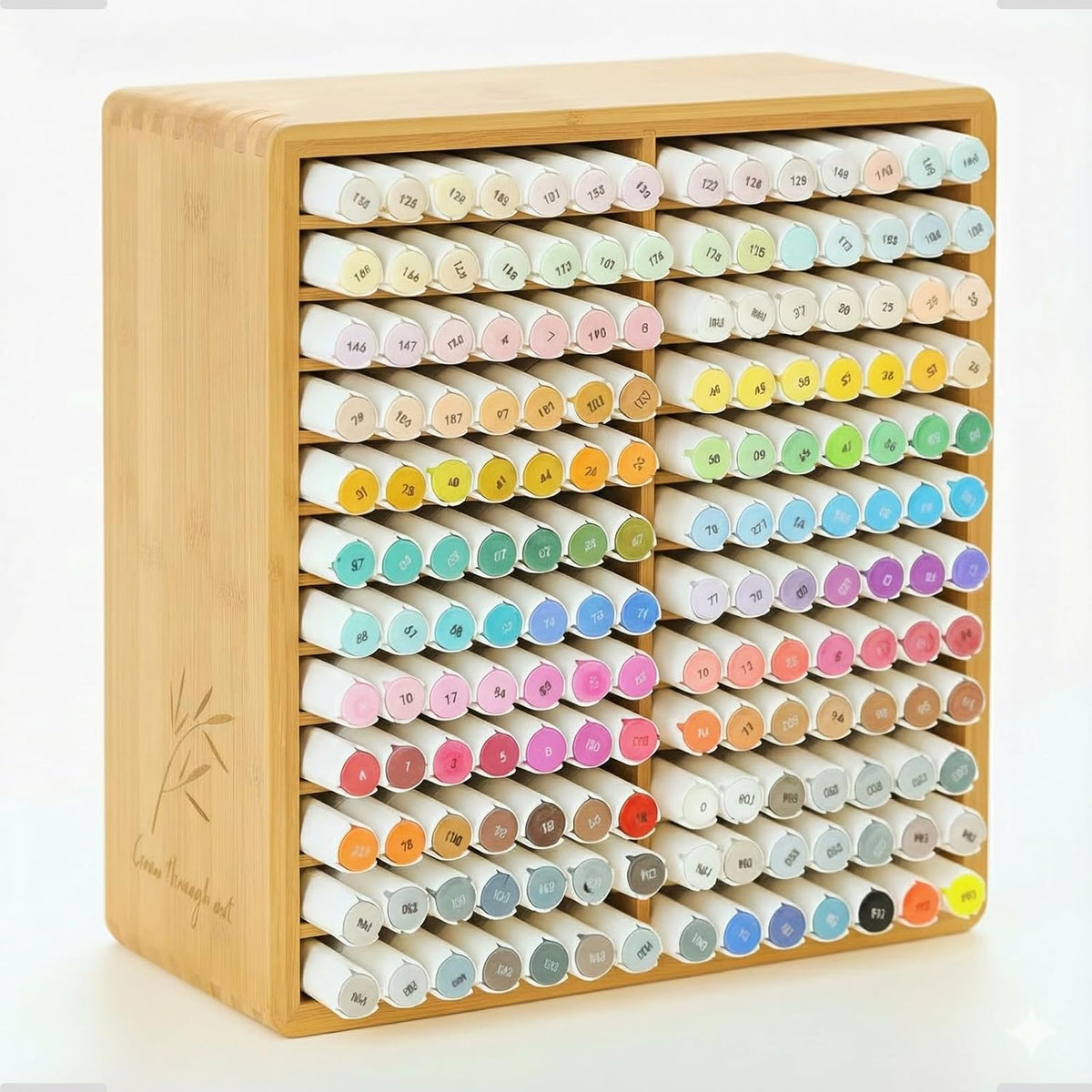 Marker Organizer for 168 Markers,Bamboo Wooden Desk Storage Organizer Rack,Ma...