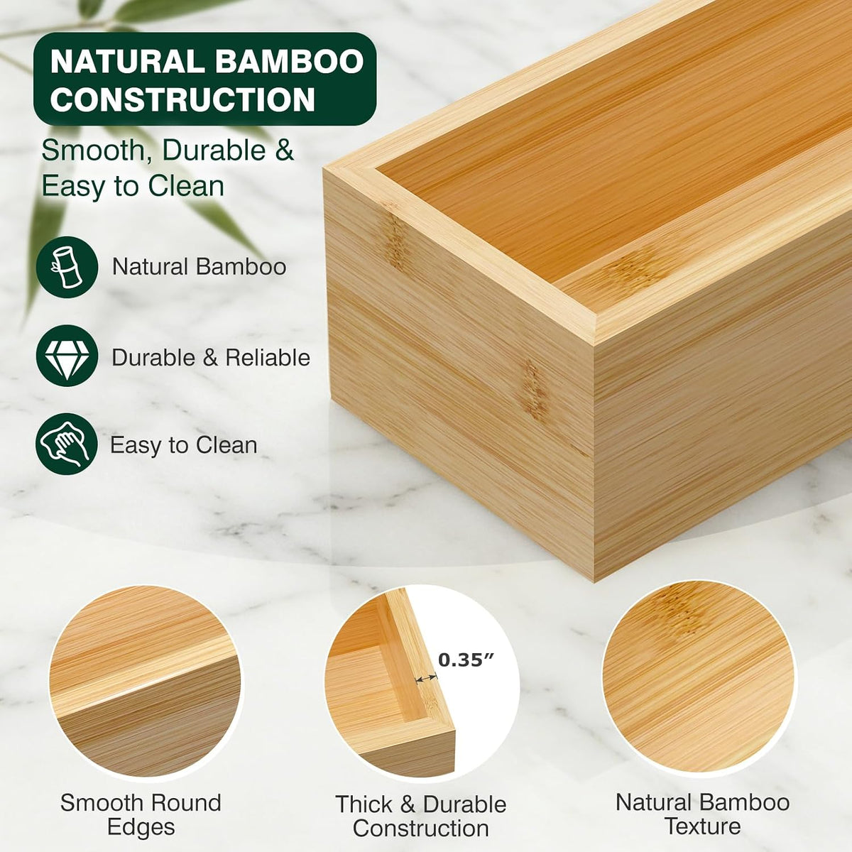 Bamboo Kitchen Drawer Organizer, Set of 2, Nested, 15" x 5" x 2.5&q...