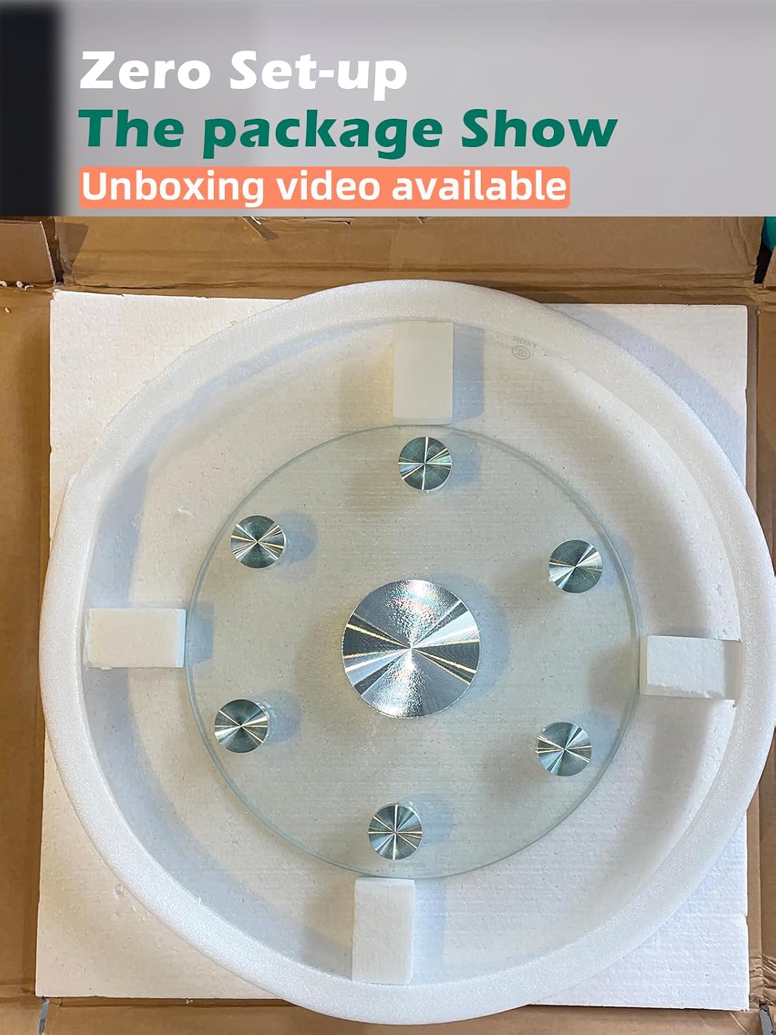 26.7 inch Lazy Susan for Table Top Tempered Glass Rotating Serving Tray for D...