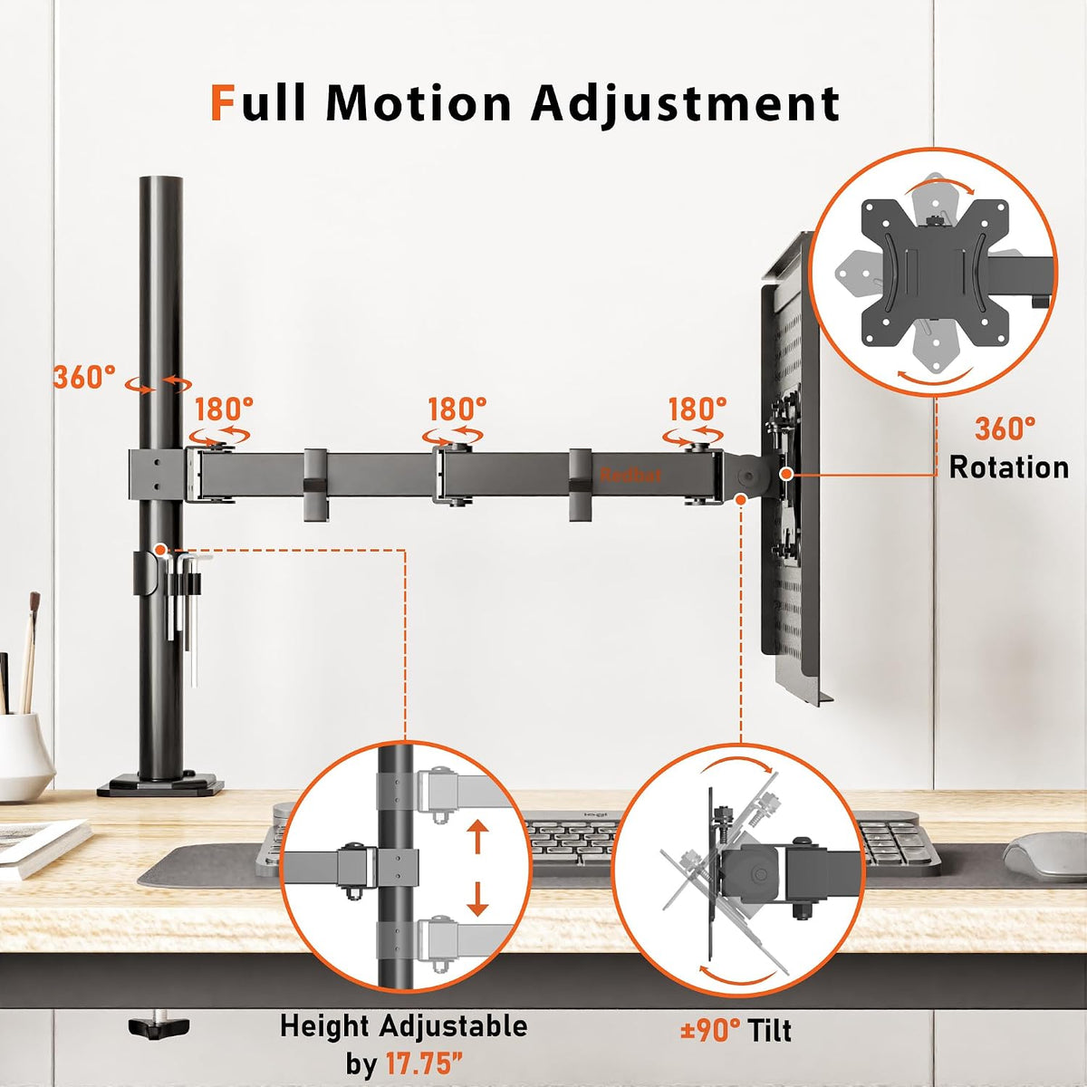 BONTEC Laptop Arm for Desk, 13-32 Inch, 22lbs, VESA 75/100 Compatible