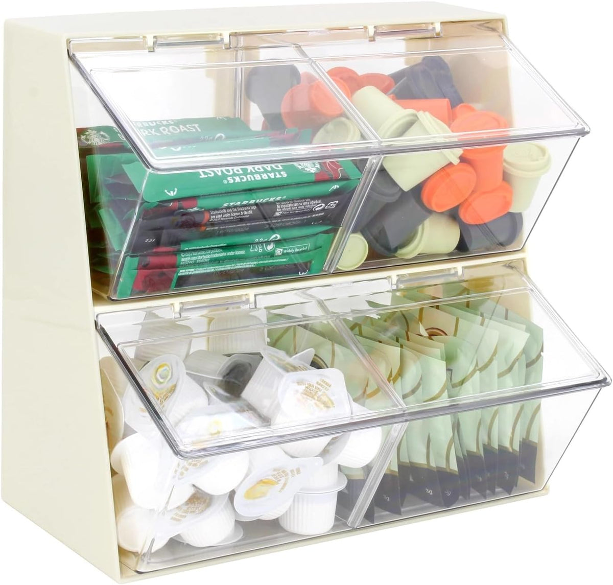 Bokelai Creamer Holder Plastic Tea Bag Organizer with Lid Large Capacity K Cu...