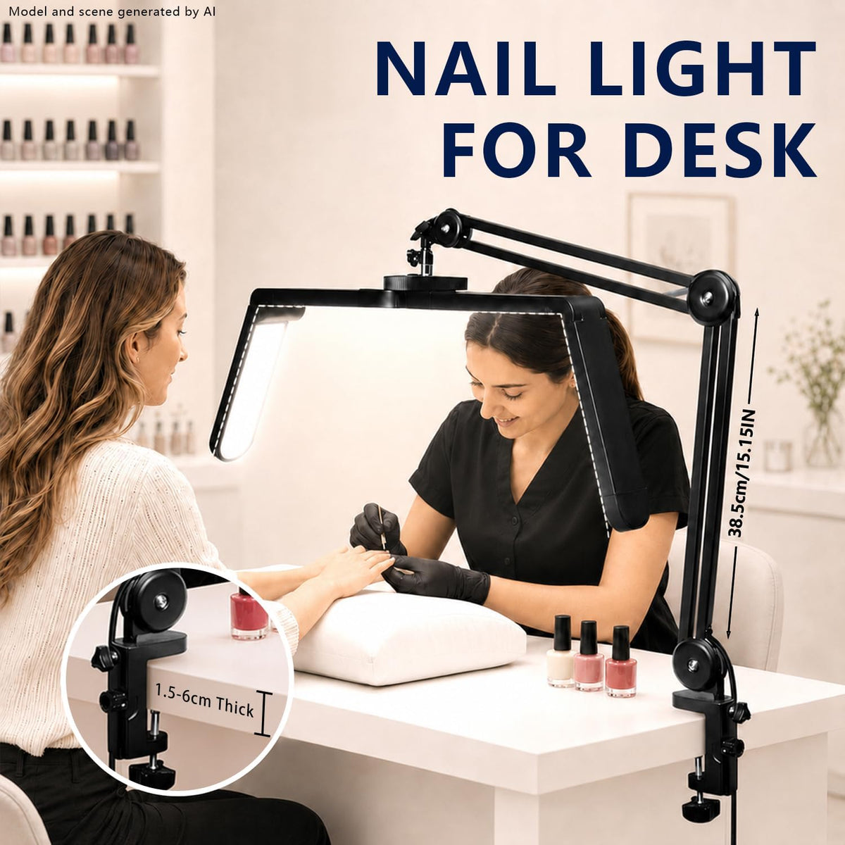 Nail Light for Desk, Half Moon Light for Nail Desk, Nail Desk Lamp