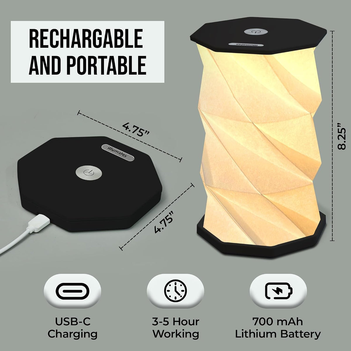Origami Expanding Foldable LED Desk Lamp – USB Rechargeable & Portable - ...