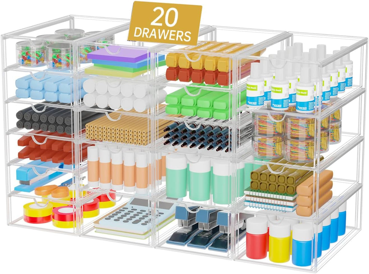 20 Drawers Acrylic Makeup Organizer, stackable Acrylic Storage Drawer