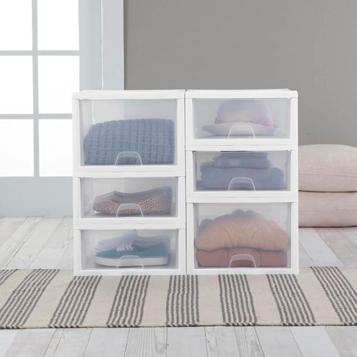 Sterilite Stacking Drawer Storage Organizer for Clothes, 16 Quart, 6-Pack