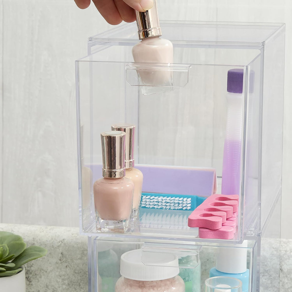 STORi Audrey Stackable Bin Clear Plastic Organizer Drawers | 2 Piece Set | Or...