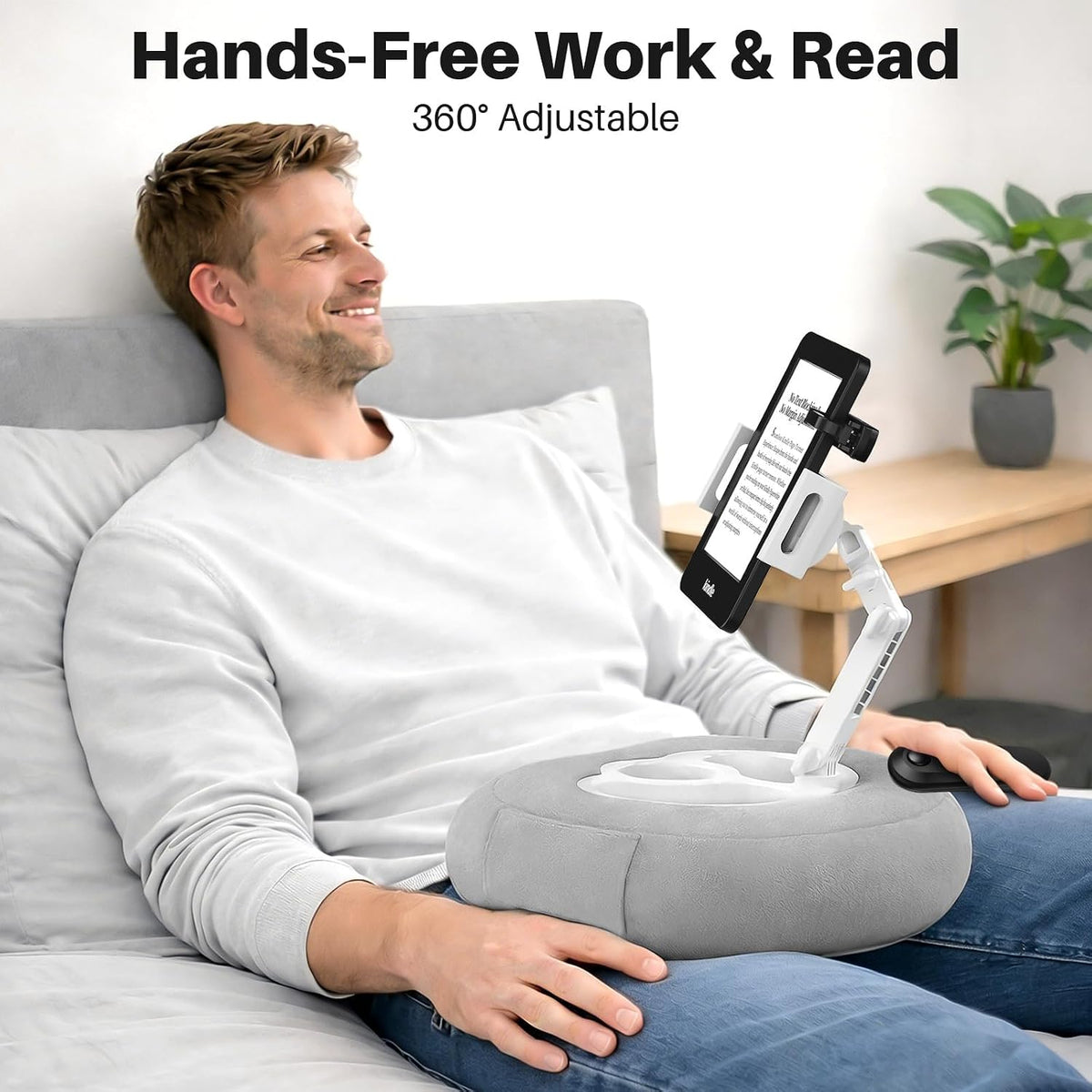 Kindle Pillow Stand with Remote Page Turner, Holder for 4.7–11 in Devices