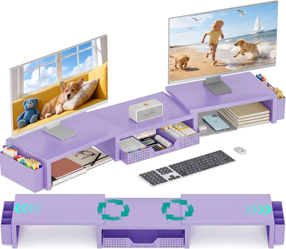OPNICE Desk Organizer and Accessories, Computer Monitor Stand Riser with Draw...