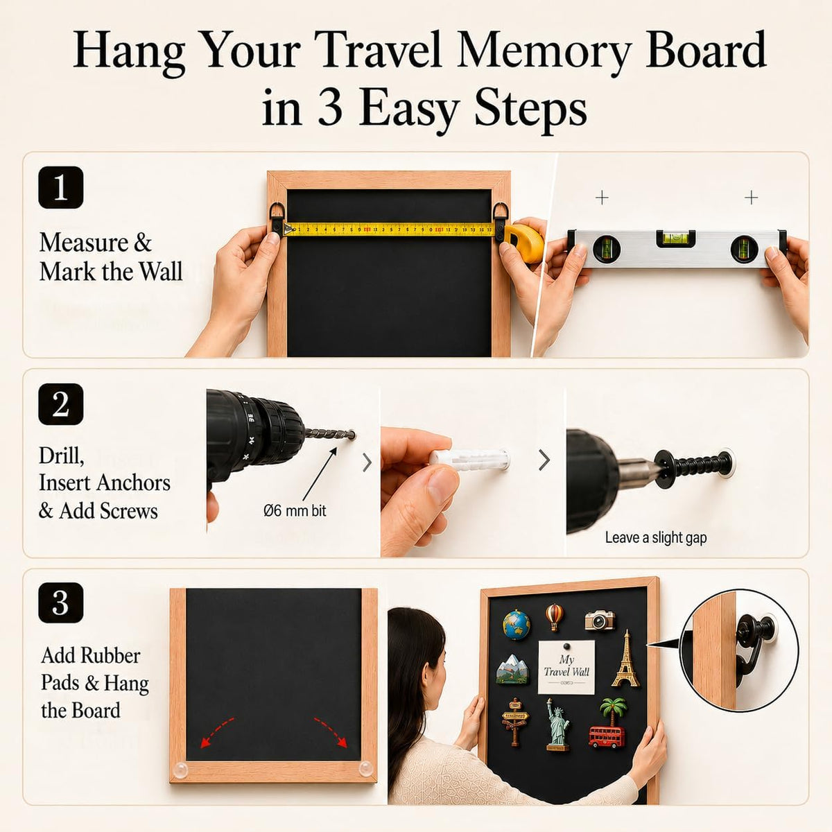 Framed Travel Magnet Board: Turn 30 Magnets Into 1 Memory Wall