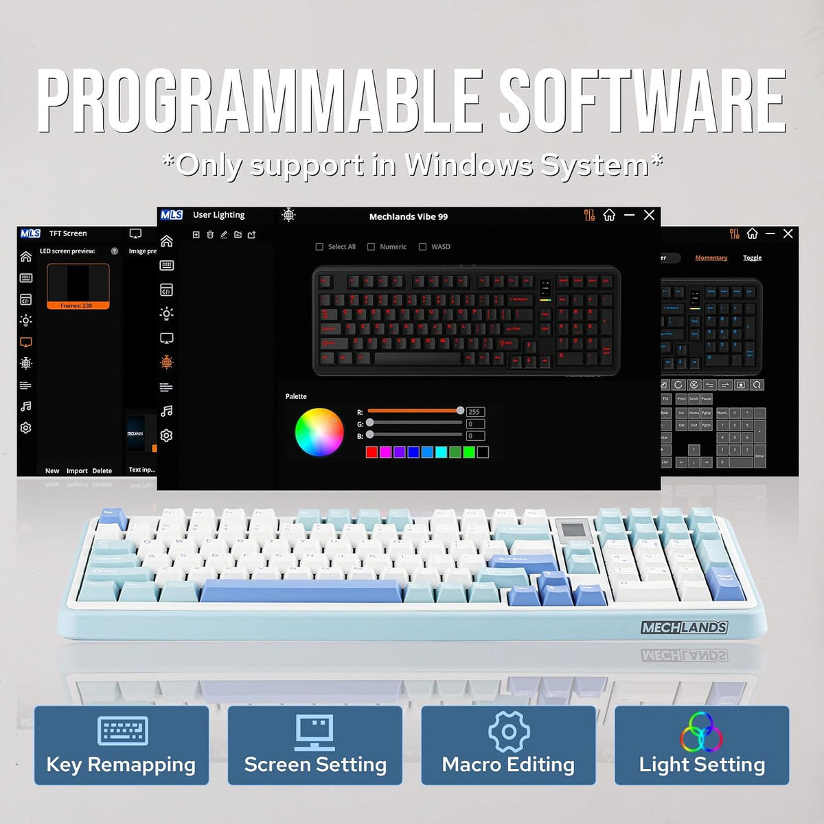 MechLands Vibe99 Wireless Gaming Keyboard with 1.06'' Screen, 96% Hot...