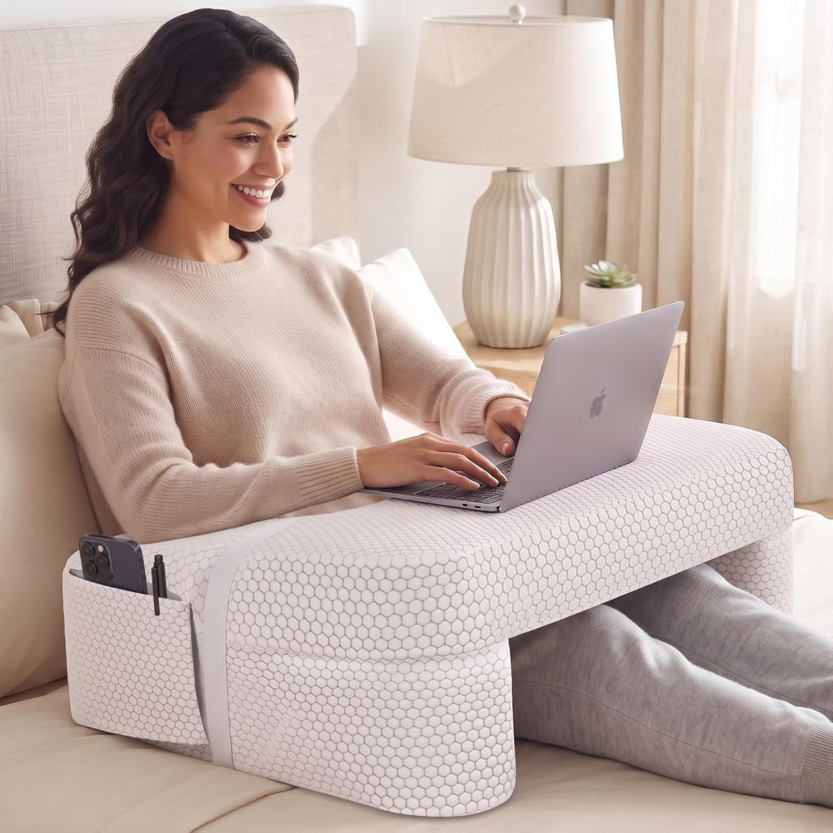 Septsun Foldable Lap Desk Pillow - Armrest, Laptop Cushion for Couch & Bed