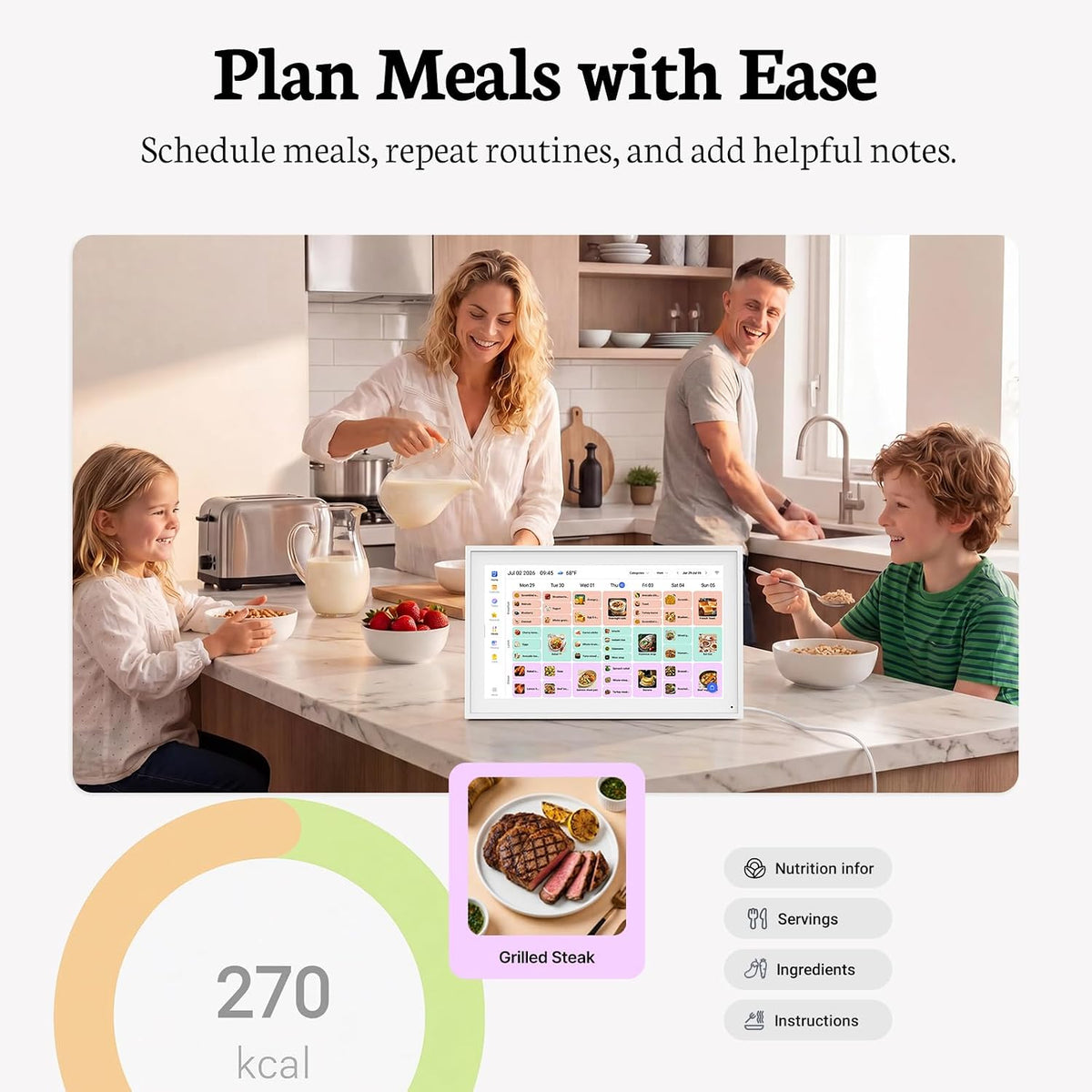 BSIMB 15.6" Digital Family Calendar & Chore Chart, No Subscription Fees