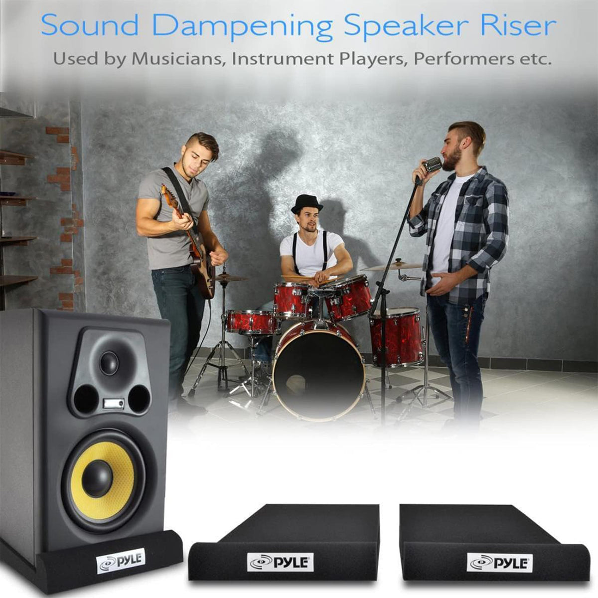 Pyle Sound Dampening Speaker Riser Foam - Audio Acoustic Noise Isolation Plat...