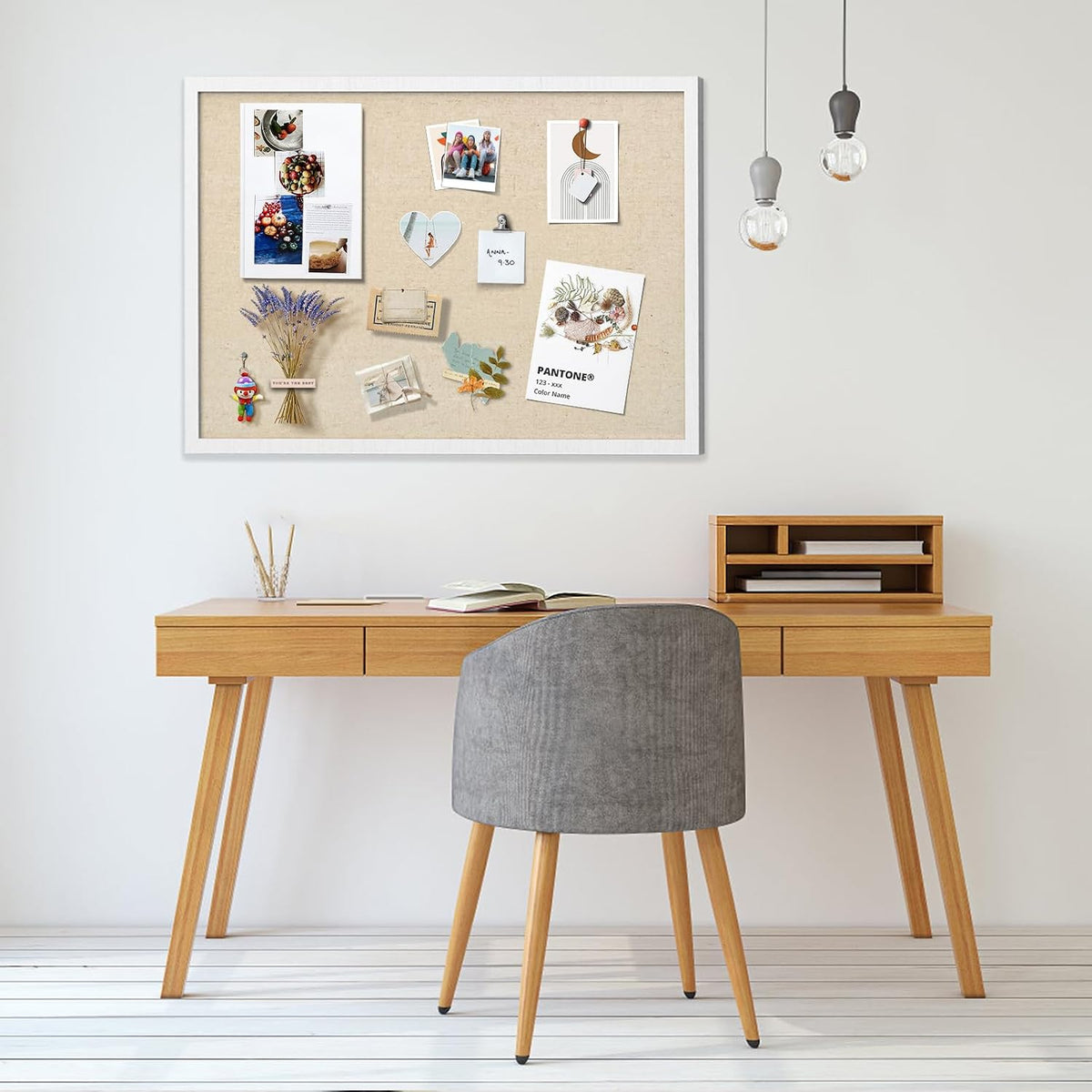 30''x20'' Inch Linen Cork Bulletin Board with Frame, Decorati...