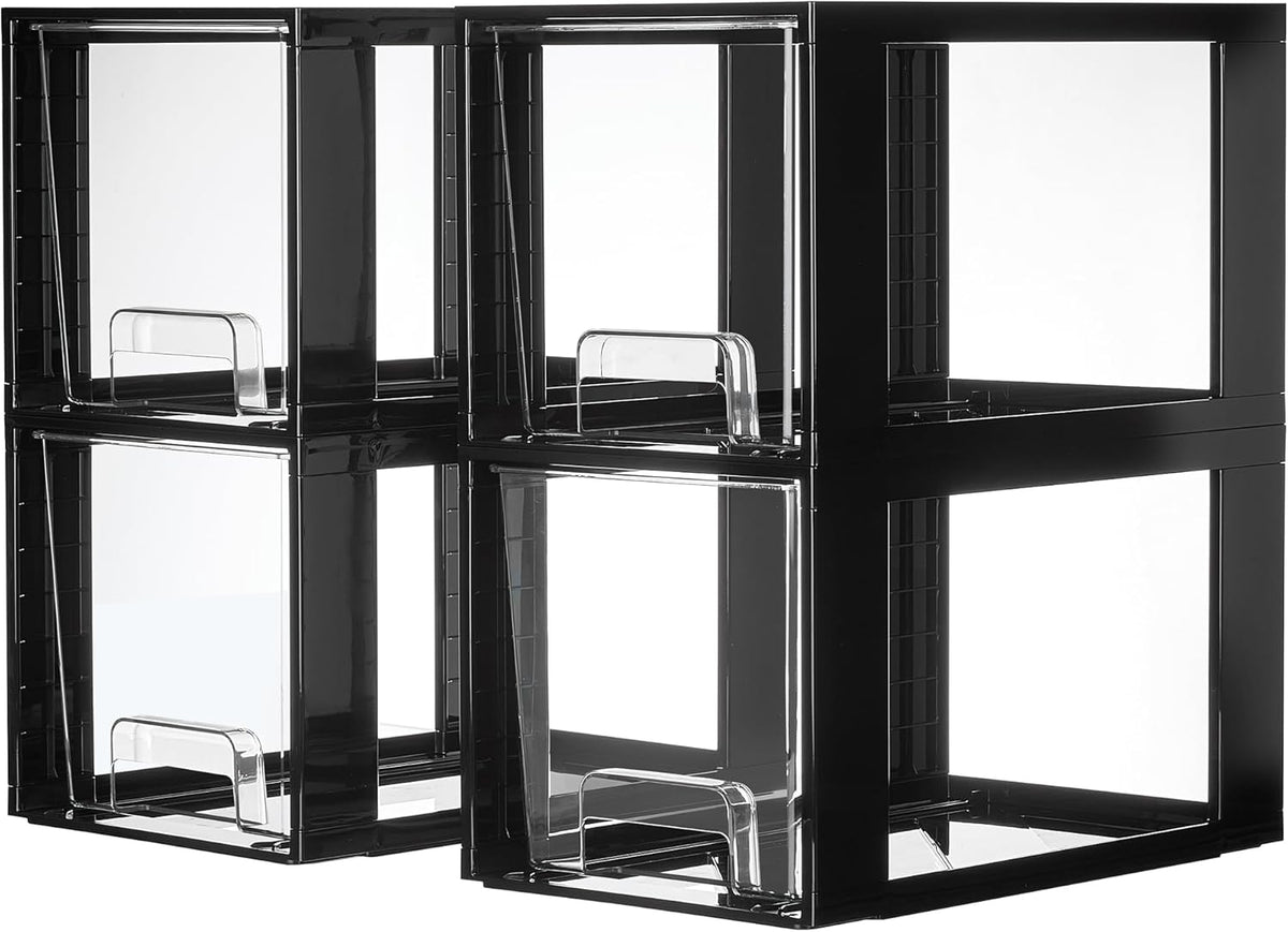 Vtopmart 4 Pack Large Stackable Storage Drawers, Black